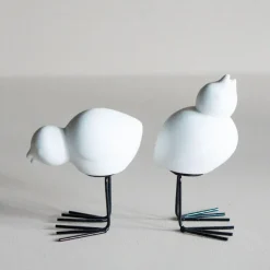 DBKD Set de 2 adornos de Pascua Swedish Birds , White Blanco