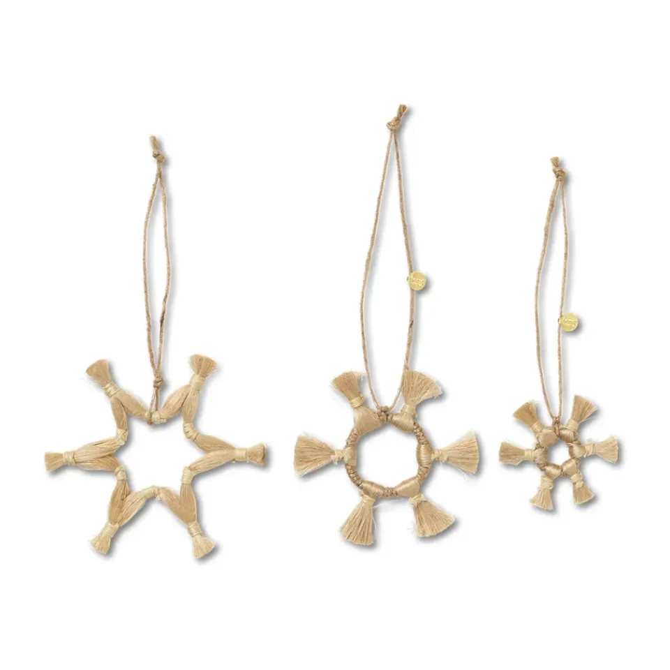 Sale Ferm Living Set de 3 adornos para árbol de navidad Jute Stars, Natural Beige