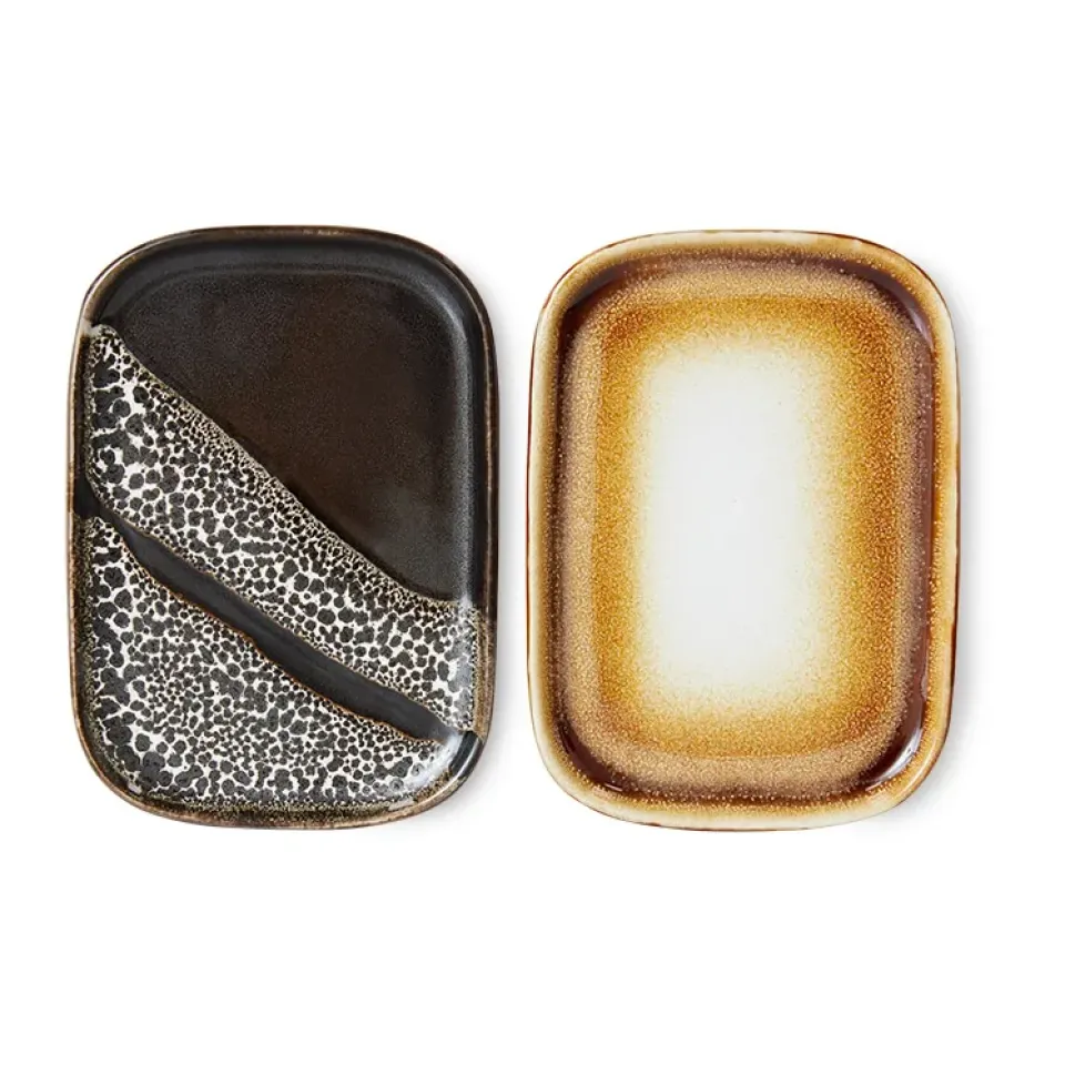 HKliving Set de 2 bandejas pequeñas 70's, Mojave Multi