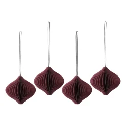 New Scandi Living Set de 4 bolas de Navidad Onion, Rojo