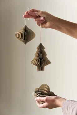 Online Scandi Living Set de 4 bolas de Navidad Spira, Crudo Beige