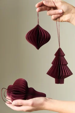 Hot Scandi Living Set de 4 bolas de Navidad Spira, Rojo