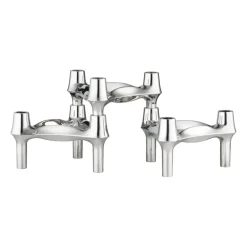 Clearance STOFF Set de 3 candelabros Nagel BMF, cromo Plateado
