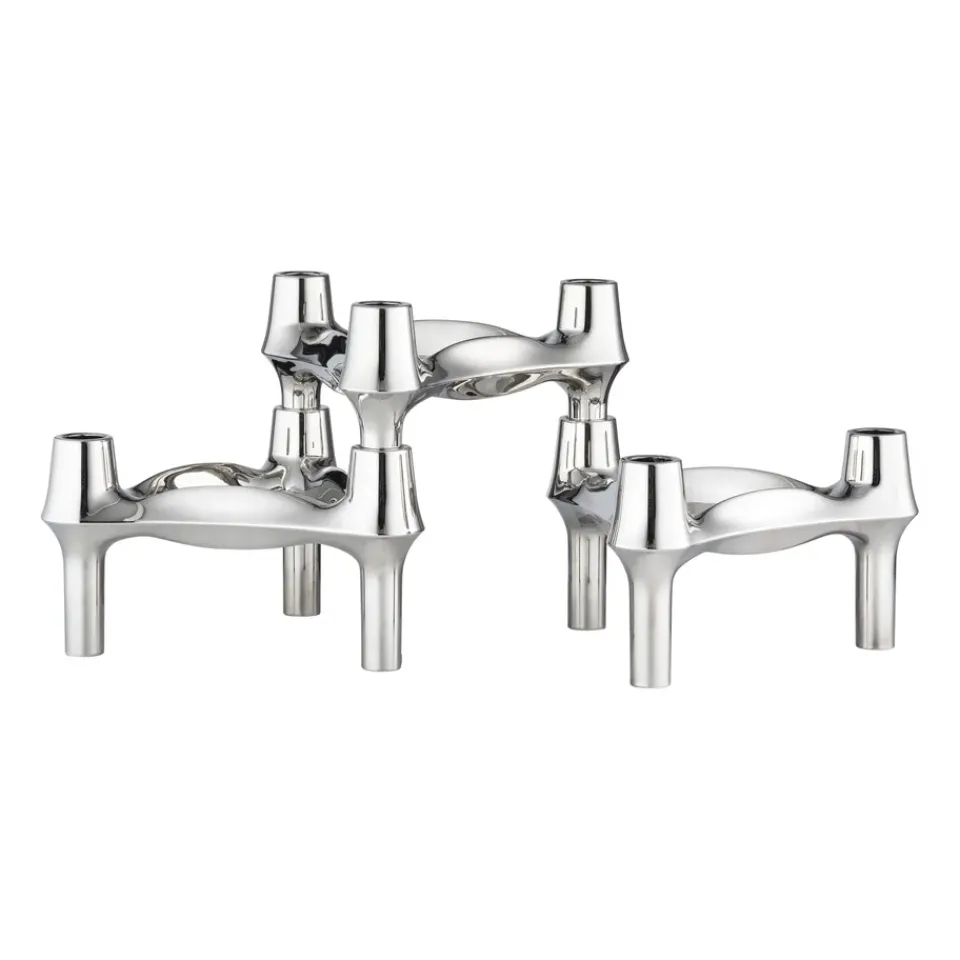 Clearance STOFF Set de 3 candelabros Nagel BMF, cromo Plateado