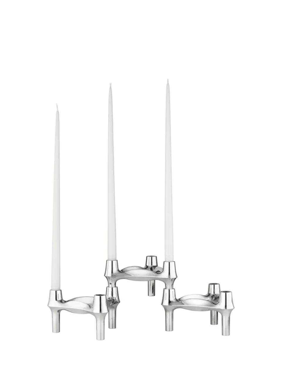 Clearance STOFF Set de 3 candelabros Nagel BMF, cromo Plateado
