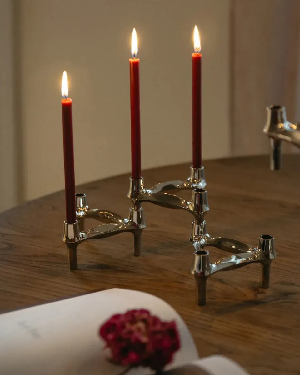 Clearance STOFF Set de 3 candelabros Nagel BMF, cromo Plateado