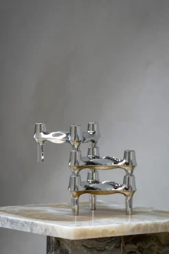 Clearance STOFF Set de 3 candelabros Nagel BMF, cromo Plateado