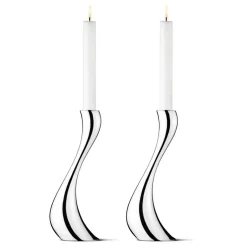 Sale Georg Jensen Set de 2 candeleros Cobra, grandes, 24 cm GrisPlateado