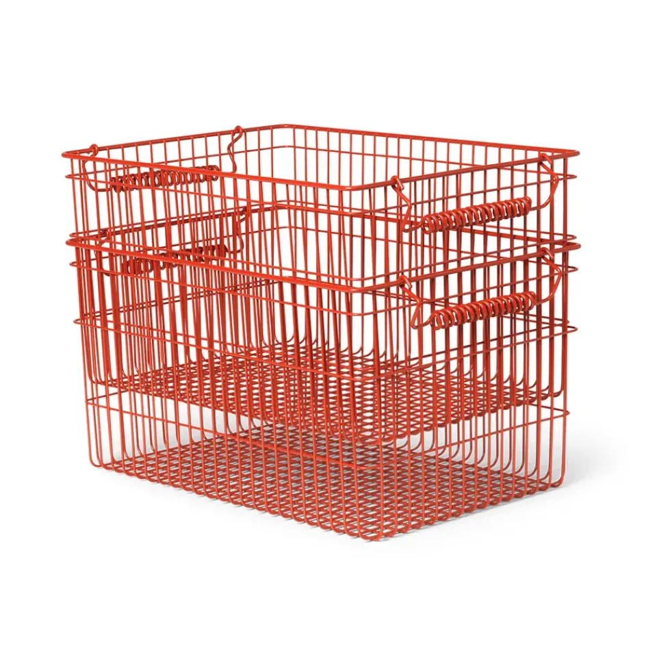 Sale Ferm Living Set de 2 cestas Cala apilables, Poppy red Rojo