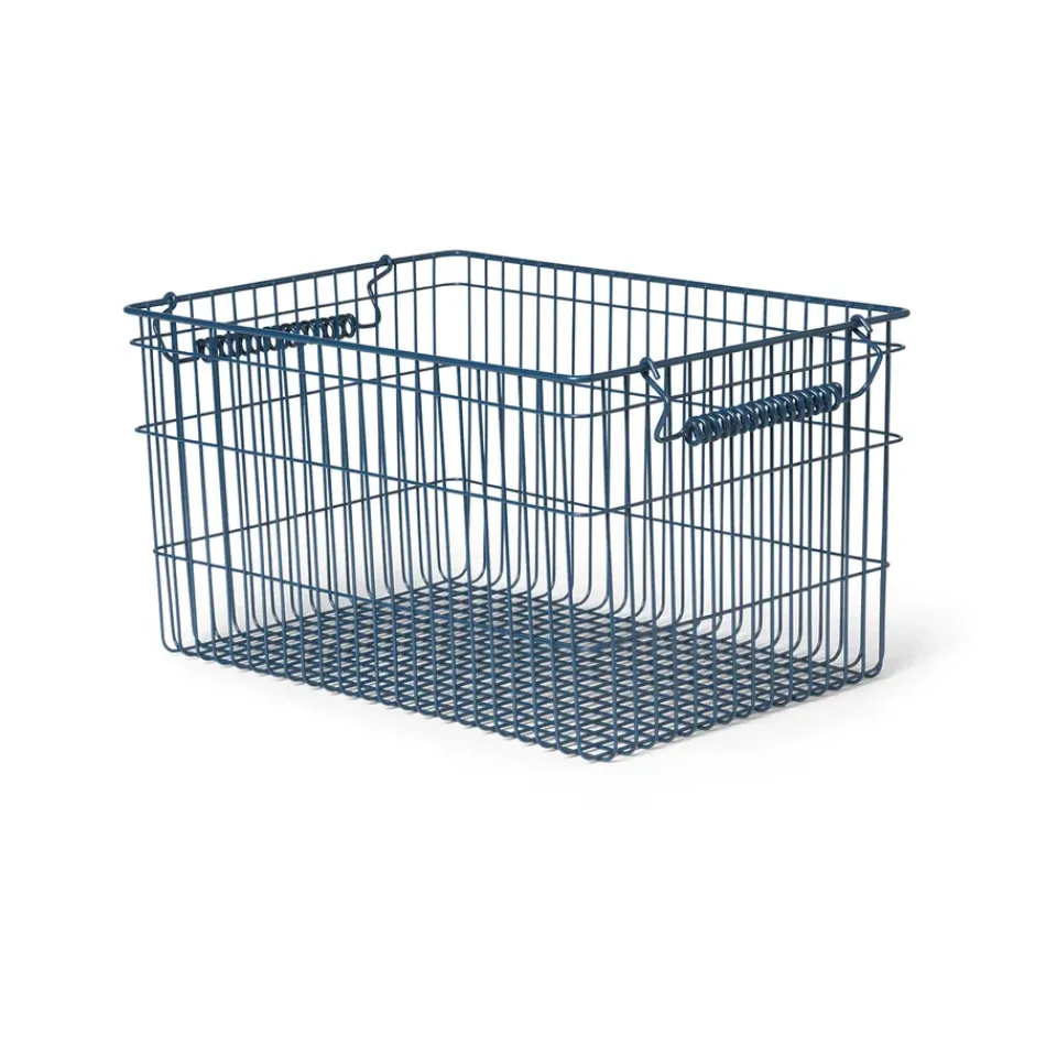 Outlet Ferm Living Set de 2 cestas Cala apilables, Dark blue Azul