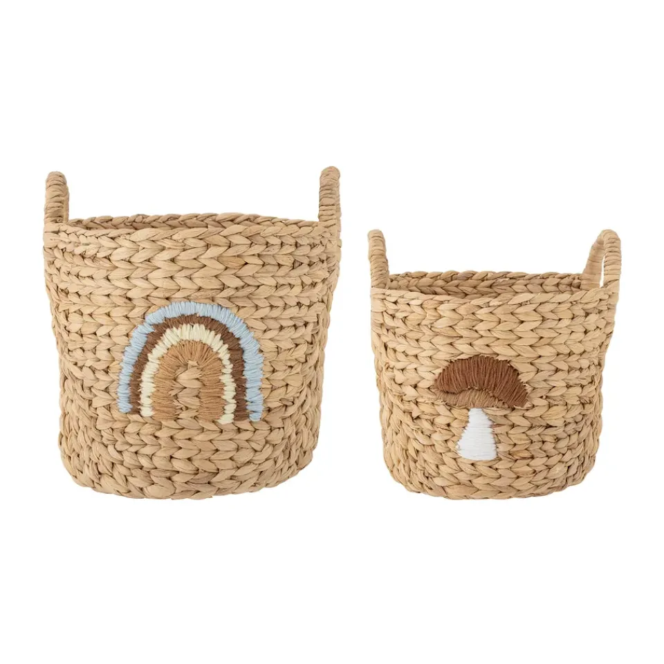Sale Bloomingville Set de 2 cestas con asa Agnes, Arcoíris-seta BeigeMarrón