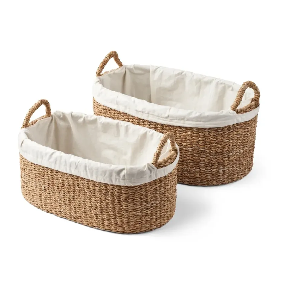 Humdakin Set de 2 cestas de colada bajas , Trenzada Beige