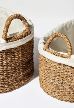 Humdakin Set de 2 cestas de colada bajas , Trenzada Beige