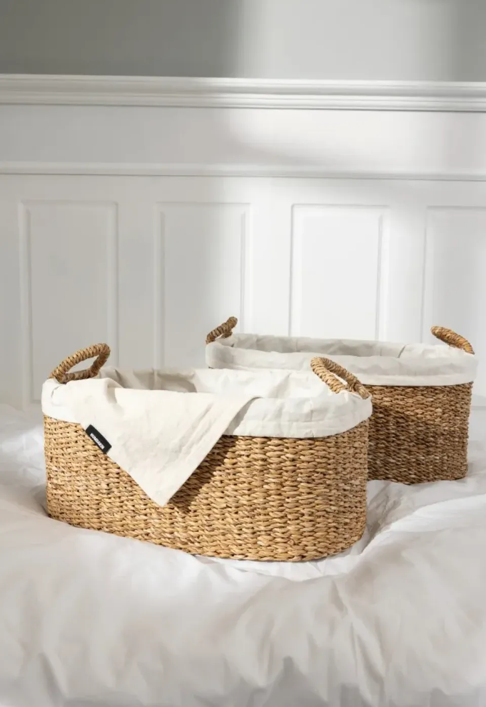 Humdakin Set de 2 cestas de colada bajas , Trenzada Beige