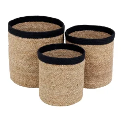 Online Dixie Set de 3 cestas Emil small, natural- Negro