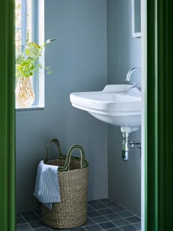 Broste Copenhagen Set de 3 cestas Lykke, Natural-green VerdeBeige
