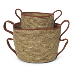 Sale Ferm Living Set de 2 cestas Verso, Brick BeigeRojo