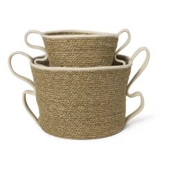Clearance Ferm Living Set de 2 cestas Verso, Off-white BeigeBlanco