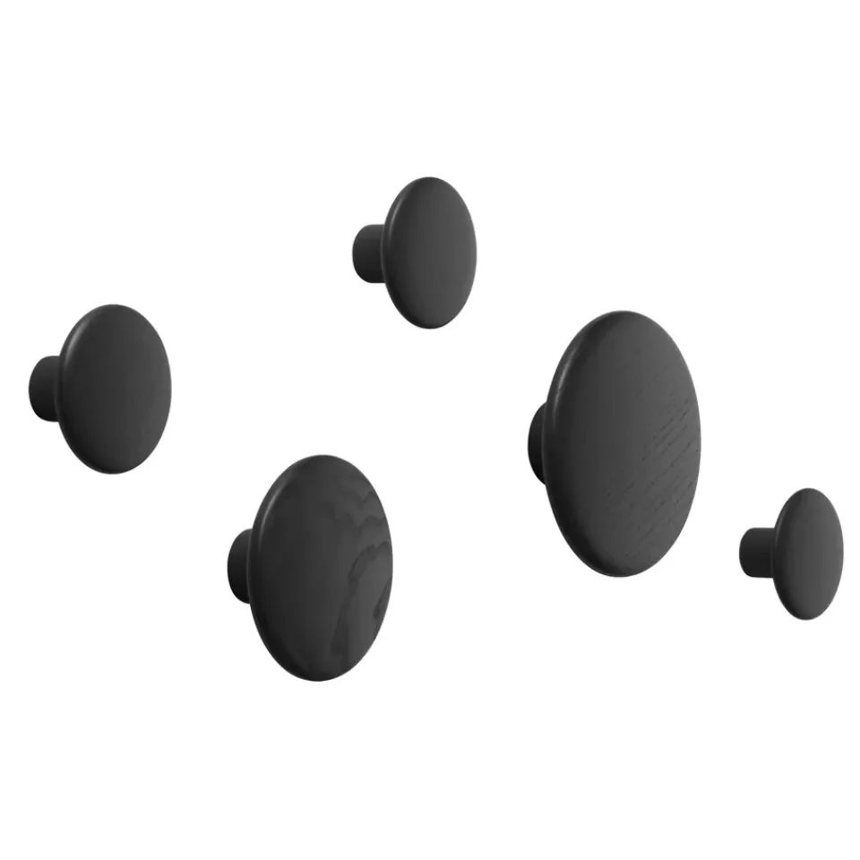 New Muuto Set de 5 colgadores de pared The Dots, Negro