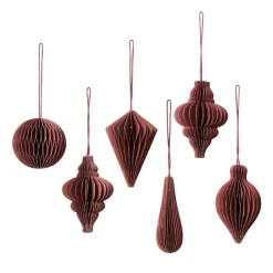 Discount Broste Copenhagen Set de 6 colgantes de navidad Christmas mix, Pompeian red Rojo