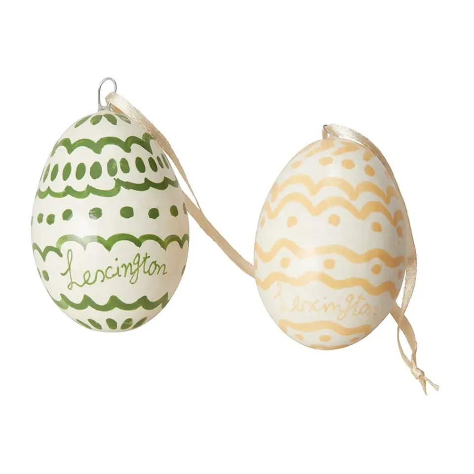 Discount Lexington Set de 2 colgantes de Pascua Easter Eggs in Papier Maché, Green-yellow VerdeAmarillo