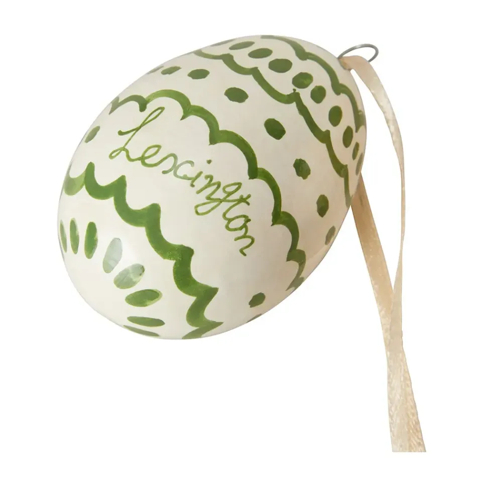 Discount Lexington Set de 2 colgantes de Pascua Easter Eggs in Papier Maché, Green-yellow VerdeAmarillo