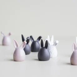Discount DBKD Set de 3 conejos de pascua Triplets, White dot Blanco