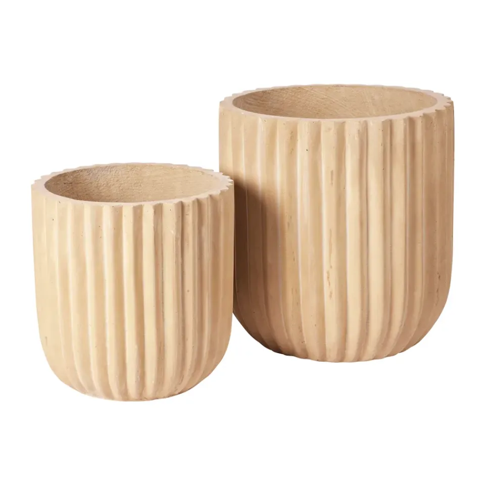 Clearance Broste Copenhagen Set de 2 macetas Fiber, Antique Beige