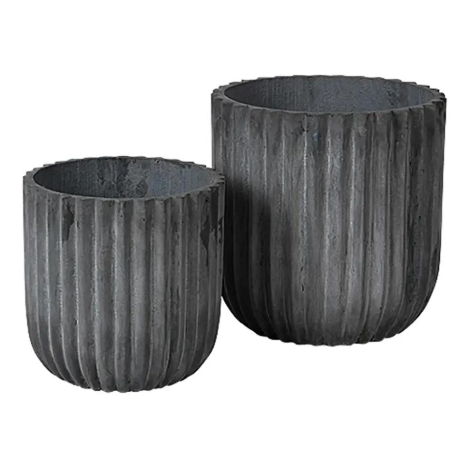 New Broste Copenhagen Set de 2 macetas Fiber, Charcoal Gris