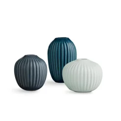 New Kähler Set de 3 Mini jarrones Hammershøi, Verde menta--gris antracita Azul