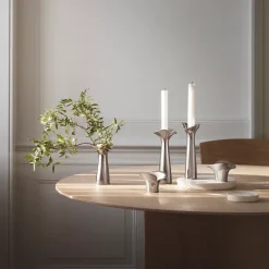 Discount Georg Jensen Set de 2 portavelas Bloom Botanica, acero inoxidable Plateado