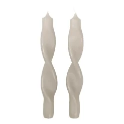 Outlet Broste Copenhagen Set de 2 velas en espiral Twist twisted candles 23 cm, Rainy day Gris