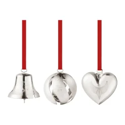 Georg Jensen Set de adornos 3 piezas 2024, Chapado en paladio Plateado