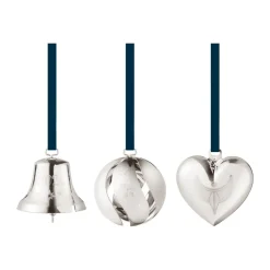 Georg Jensen Set de adornos 3 piezas 2024, Chapado en paladio Plateado