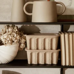Discount Ferm Living Setd e 2 cajas de almacenaje Ferm Caja papel pequeñas, marrón Beige
