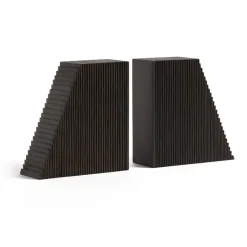 Outlet Ethnicraft Sujetalibros Grooves, 2-packkkk, Mahogany dark brown Marrón