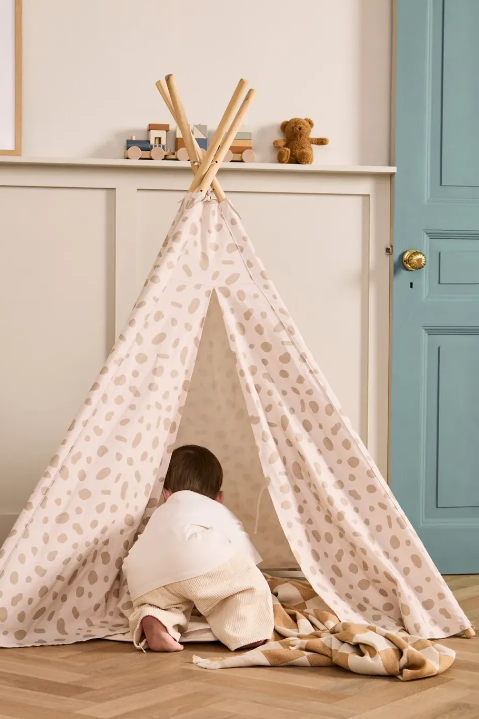 Best Kid's Concept Tienda tipi Kid's Base 100x95x140 cm, Prick Blanco