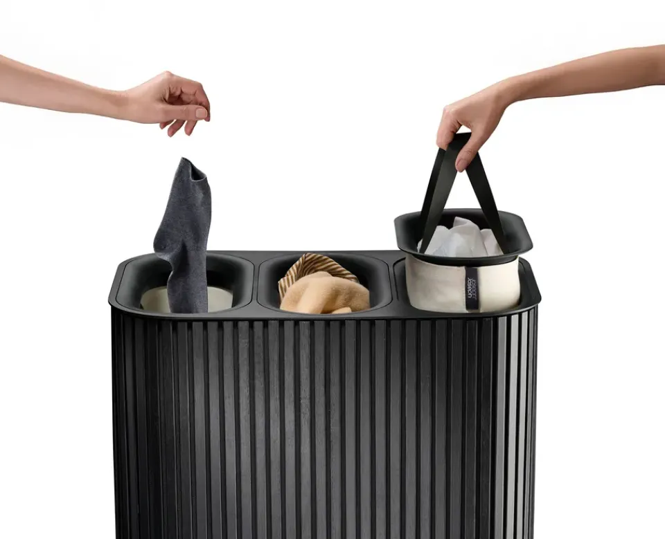 Sale Joseph Joseph Tota Trio Luxe cesta de ropa 90 L, Black Negro