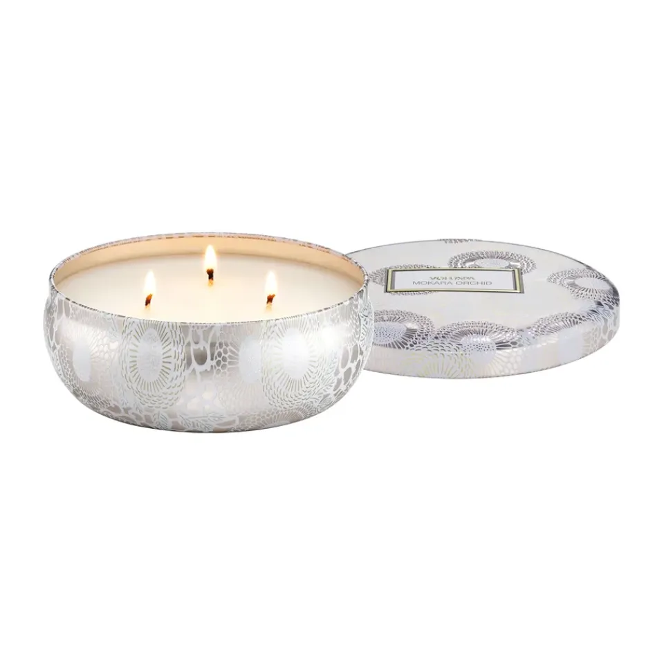 Clearance Voluspa Vela aromática Japonica 3-wick Tin 40 horas, Orquídea Mokara Blanco