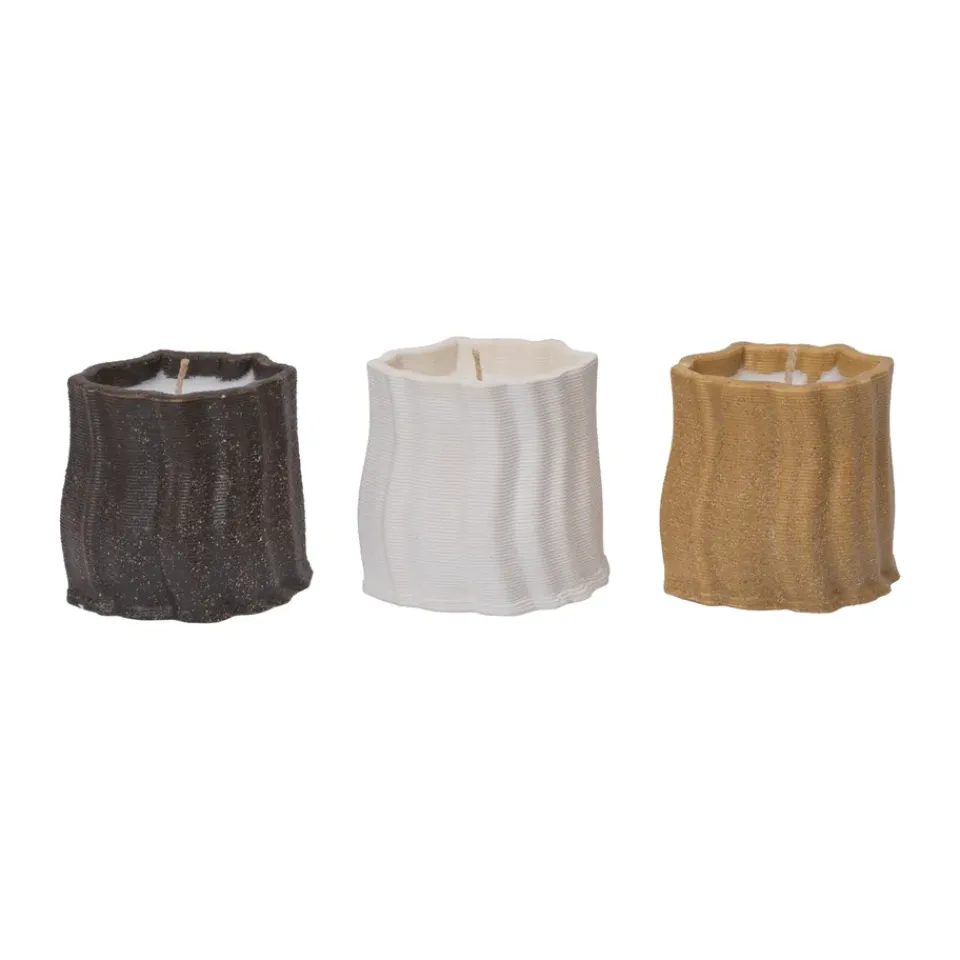 Outlet Ferm Living Vela aromática Rylith 13 h, 3 piezas, Higo, limón de citronela, manzanilla BlancoBeigeMarrón