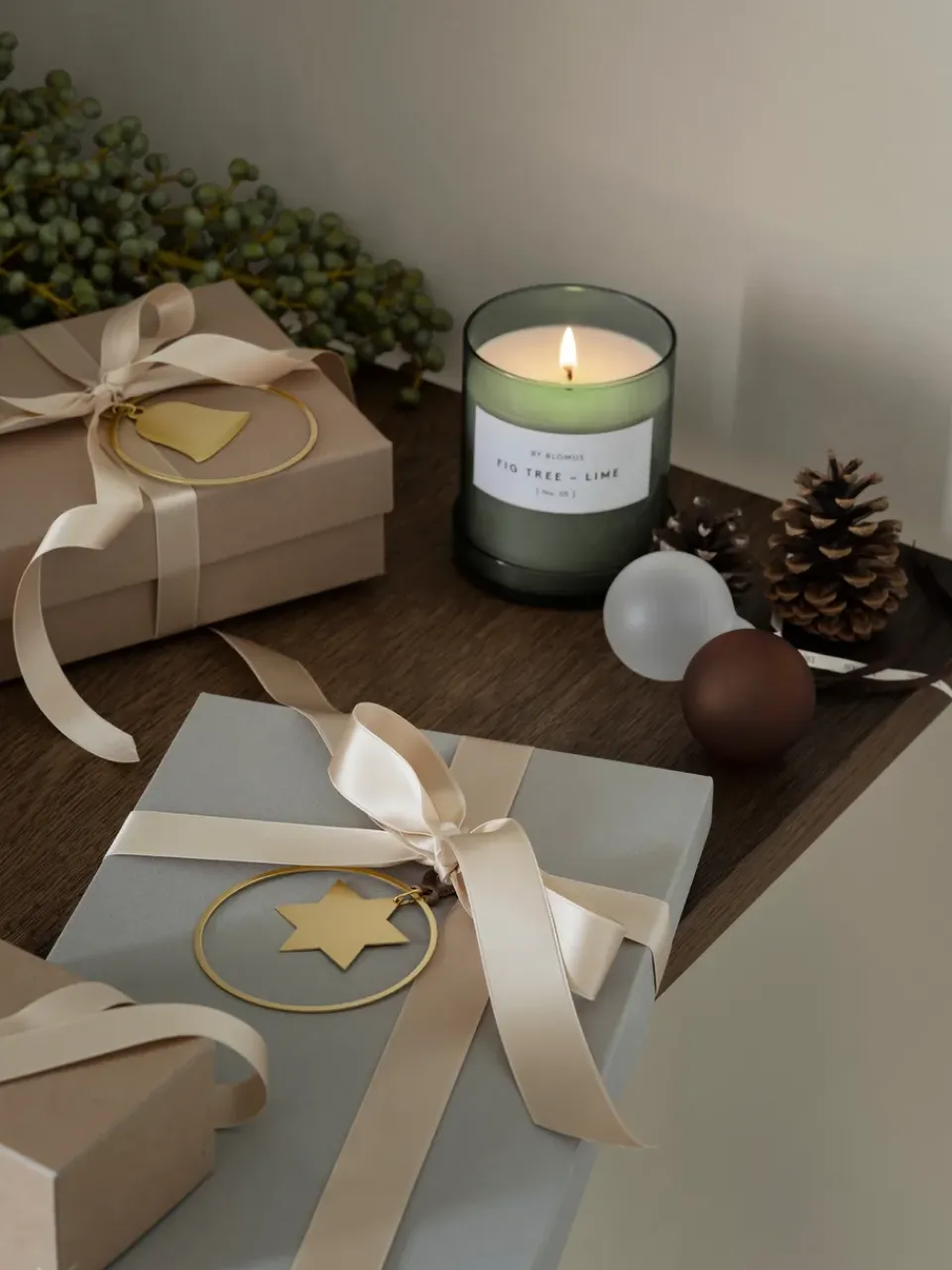 New Blomus Vela aromática Valoa 30 horas, Fikon/Lime Agave Green Verde