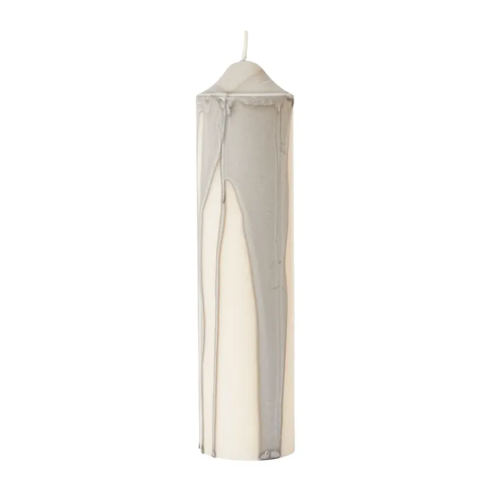 Discount Ferm Living Vela cilíndrica Dryp, Warm Grey, 20 cm Gris