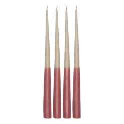 Scandi Essentials Vela cónica de dos colores 32 cm, 4 unidades, -rojo Beige