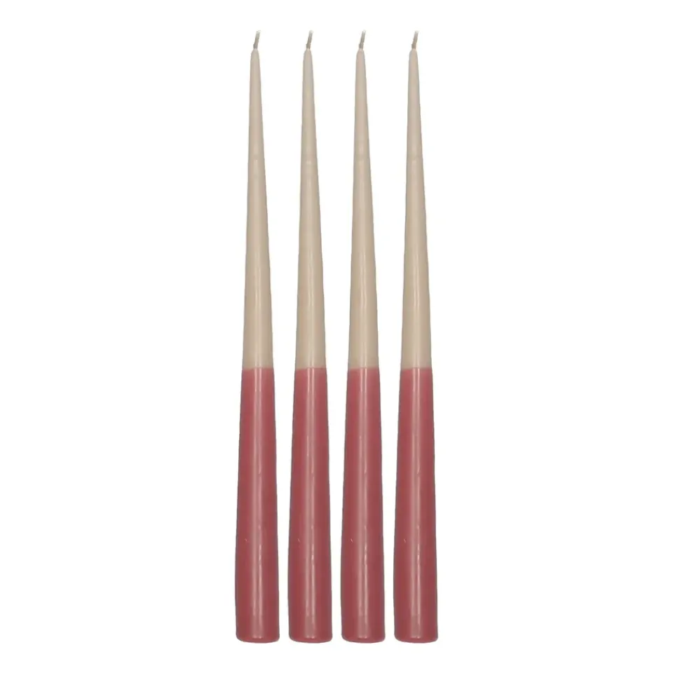 Scandi Essentials Vela cónica de dos colores 32 cm, 4 unidades, -rojo Beige