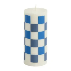 New HAY Vela gruesa Column Candle small 15 cm, Off white-blues BlancoAzul