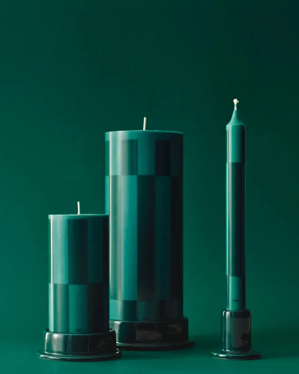 Outlet HAY Vela gruesa Column Candle small 15 cm, Green-dark green large check Multi