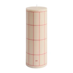 Hot HAY Vela gruesa Column Candle large 25 cm, Off white-red grid check Multi