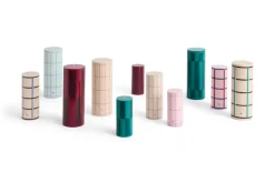 Hot HAY Vela gruesa Column Candle large 25 cm, Off white-red grid check Multi