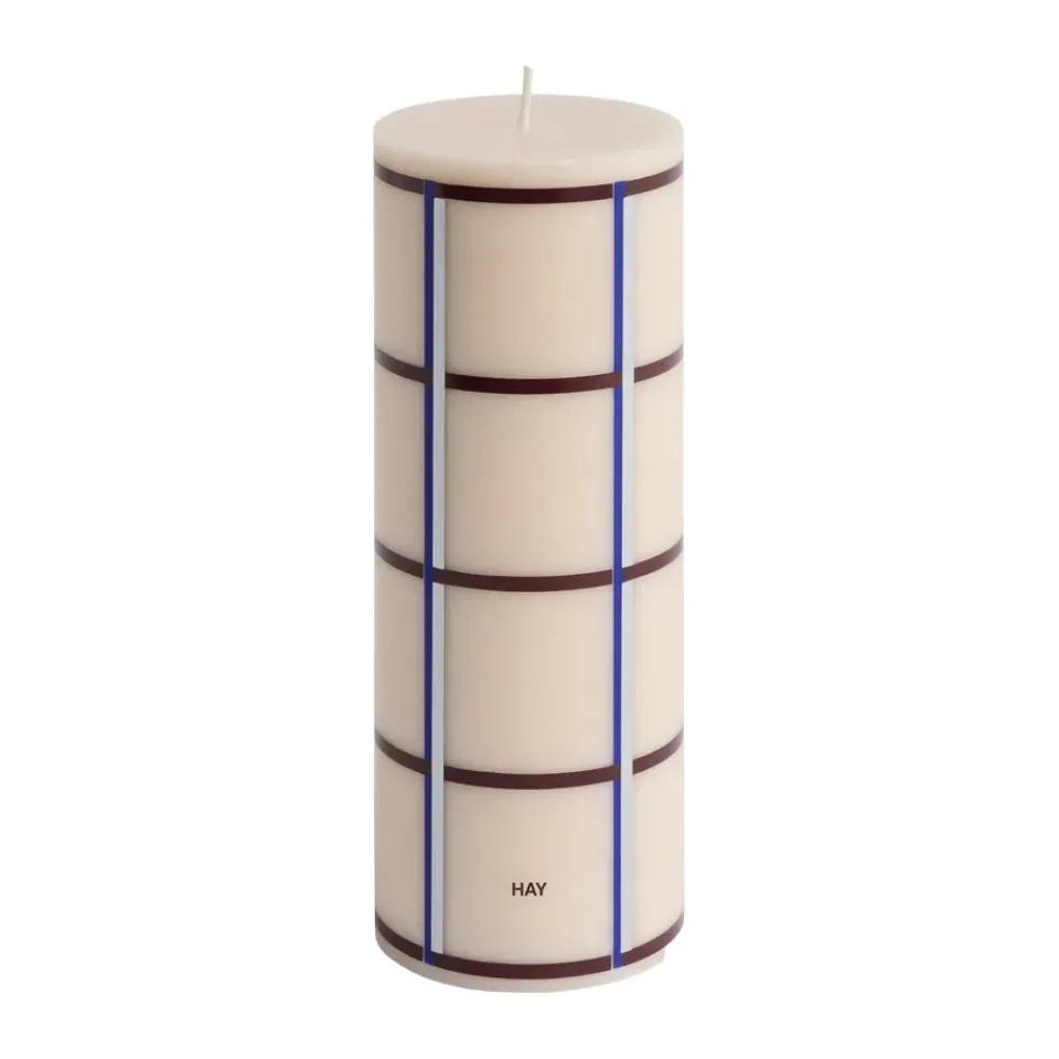 HAY Vela gruesa Column Candle medium 20 cm, Off white-bordeaux-blue-silver Multi