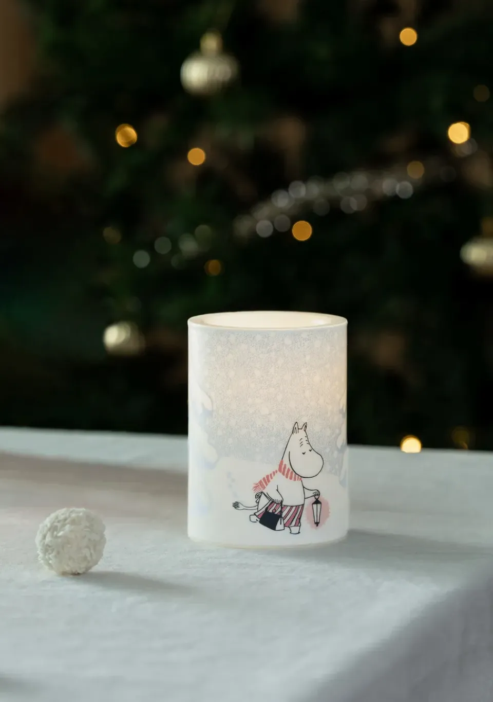 Muurla Vela gruesa LED Moomin 10 cm, Let it snow Blanco